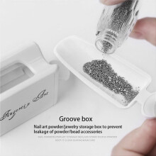 2X Tragbares Eintauchen Pulver Recycling Tablett Nagel Werkzeuge Zweischichtige, Praktische Nagel Schmuck Diamant Pulver Wiederherstellung Box