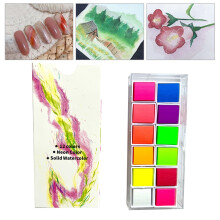 Watercolor Paint Set 12 Color Glitter Watercolor Paints Set Pearlescent Color Artist Art Set For Painting On Fabric Paper Crafts,Grey,5*11.5CM