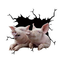 3D Pet Pig Sticker Custom Window Car Sticker Decal pet Fun Piggy Lover Sticker Cracking car Sticker Glass Refrigerator Sticker Car Decal