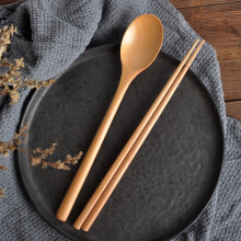 Korean Natural Lacquer Wooden Chopsticks & Spoon Set – Jujube Tree Ottchil, Yellow, Gift for Mom, Stocking Stuffer
