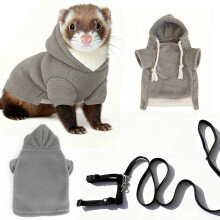 Ferret Leash & Harness Set + Soft Pet Sweater for Guinea Pig, Hamster, Chinchilla, Teacup Chihuahua (15x27cm)