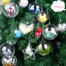 Holiday Gift Filler Ornaments, 50 PCS Easy-to-Fill Clear Balls for Spreading Cheer, Family Craft Fun & Tree Decor