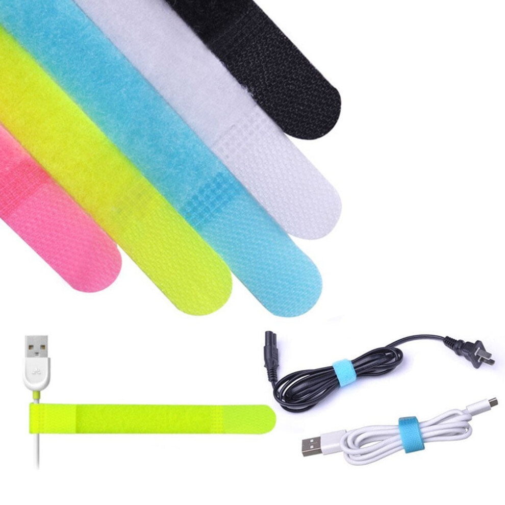20Pcs Multifuncional Cable Straps Hook And Loop Reusable Fastening Cable Ties (Random Color) 9313598141576