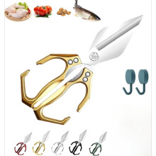 Heavy-duty stainless steel kitchen shears, left/right-handed, dishwasher safe, compatible with sharp—ideal for chicken & meat