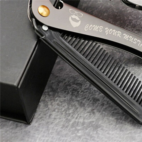 3 Pcs Black Men Folding Pocket Comb PP Teeth Detangling Hair Beard Comb Metal Handle Foldable Combing 1