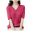 Women's V-Neck Short Sleeve Sweater Red M 1