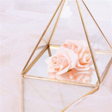 3X Glas Sieraden Doos Gouden Geometrische Decoratieve Doos Geometrische Glazen Piramide Houders voor Bruiloft Verjaardagscadeau S