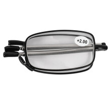 Portable 4 Pairs of Compact Folding Reading Glasses with Flip Top Carrying Case +2.0 Black