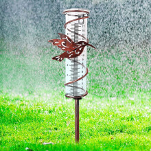 Happon 7" Outdoor Glass Rain Gauge with Stake, Freeze-Proof, Compatible with Garden/Patio/Lawn Decor