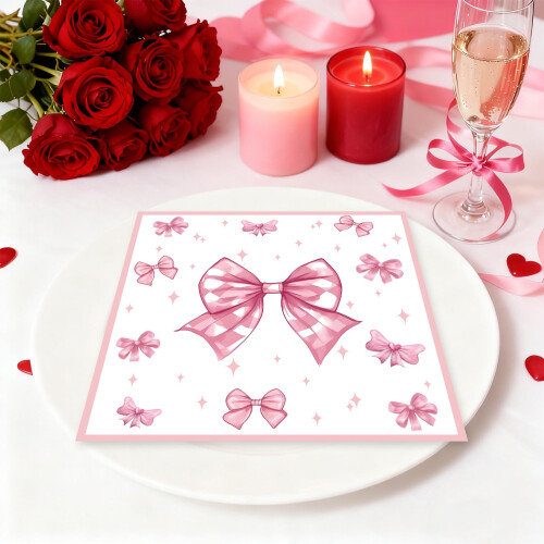 Valentine's Day Paper Cup Set Pink Bow 10pcs