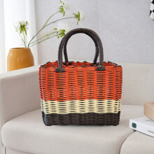Hand Woven Plastic Storage Basket – Portable, Minimalist, Easy-Clean, for Home, Bathroom, Travel & Small Spaces