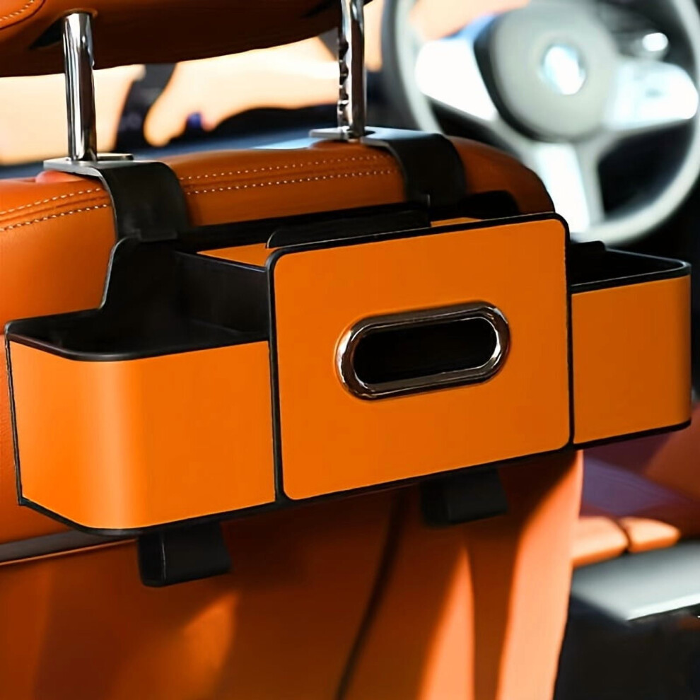 Car Organizers And Storage, Multifunctional Car Seat Back Storage Box With Tissue Holder And Cup Holders, Universal Car Backseat Organizer In Orange 9496895172570