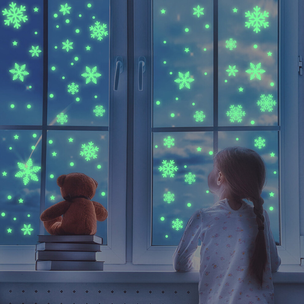 Stickers Snowflake Luminous-Christmas Decorations Removable Window Glow In The Wall Decals For Holiday Party Supplies Decoration Dark