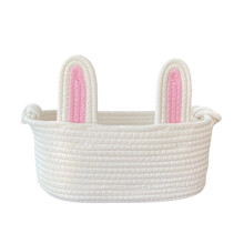 Easter Egg Hunt Basket with Cartoon Rabbit – Pastel Design Portable Organizer for Candy & Party Favors, Kids' Spring Event Essential