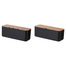 Cutie de gestionare a cablurilor albă, 2 buc., cu capac din lemn, compatibilă cu birou/TV/computer, hub USB și organizator de prelungitoare