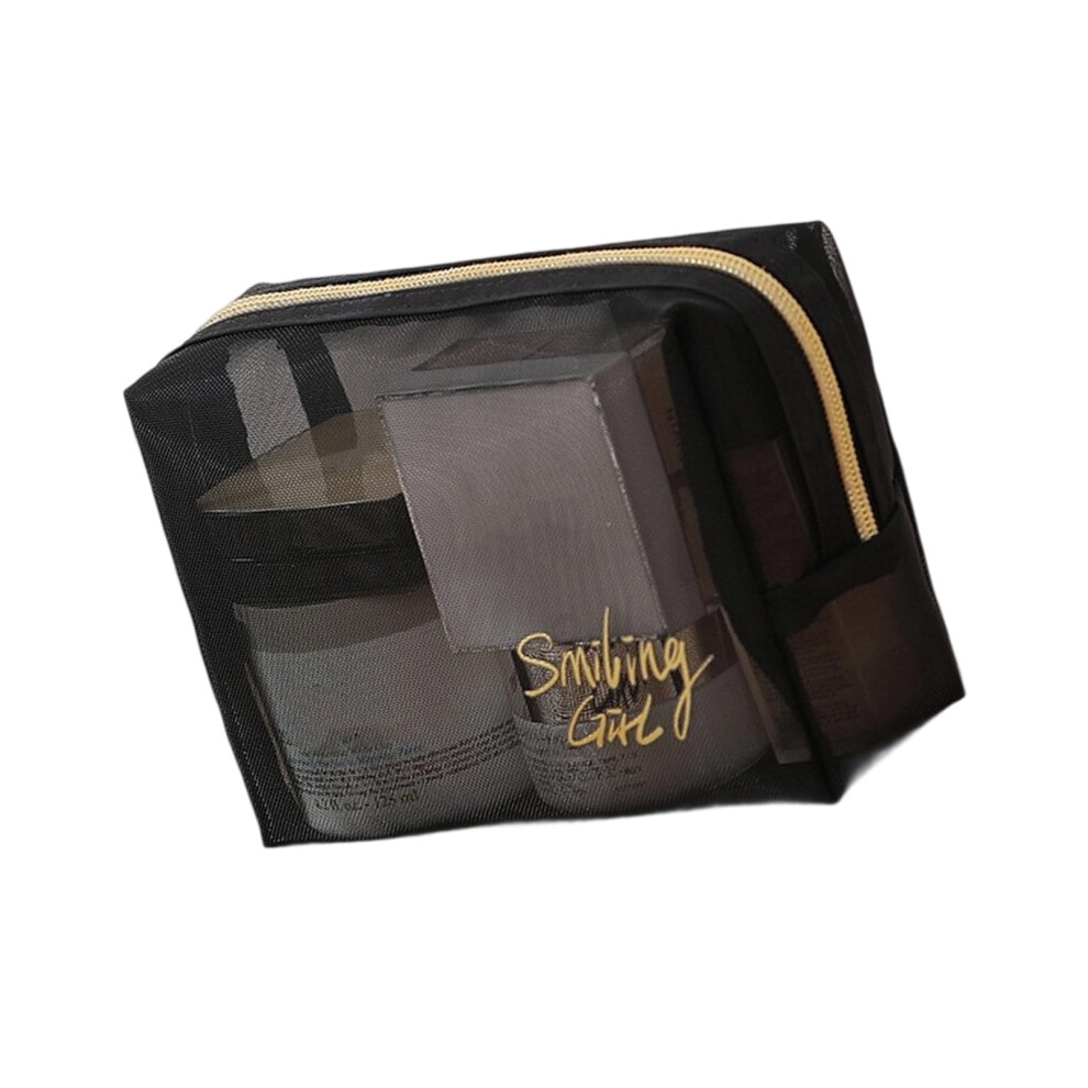 Clear Travel Makeup Bag With Square Structure Meshes Cosmetic Organizers Waterproof Portable Storage Solution