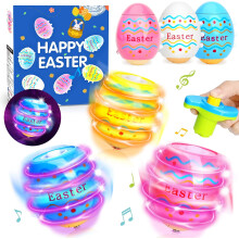Trottole a forma di uovo di Pasqua con luci e musica - Confezione da 6