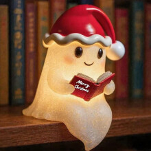 LED Spook Boeklamp Beeldje - Werkt op batterijen Halloween Nachtlampje Decoratie Warm Wit Schouwplank Decoratie Spooky Woonaccessoire(J)