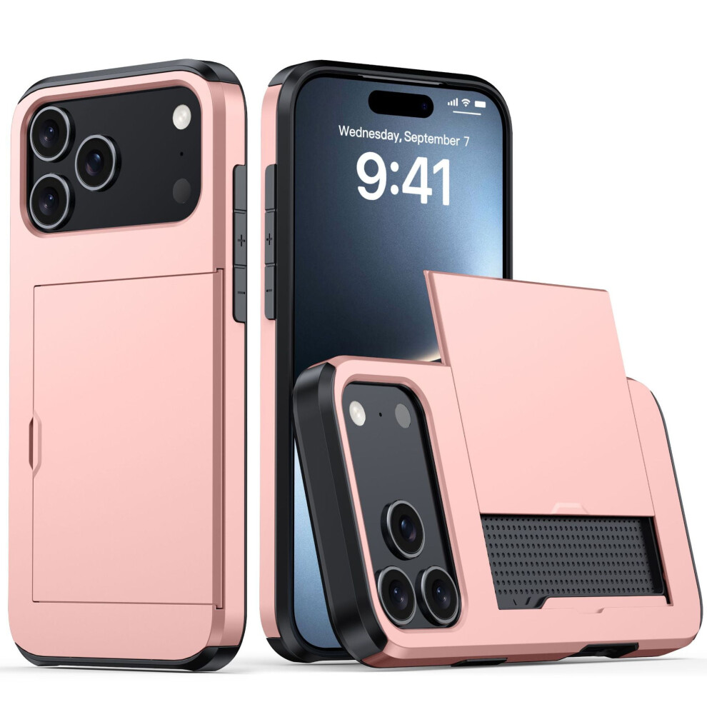 Iphone 17 Pro Case Wallet With Card Holder (4 Cards), Rfid Blocking, Slide Camera Cover, Military-Grade Drop Protection, Rugged Back & Silicone Edge, 9496895175441