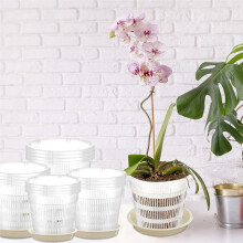 16 Pcs Orchid Pot 4.5/5.5/6/7.5 Inch Orchid Pots with Holes and Saucers Orchid Planter Pots Clear Plastic Flower Pot