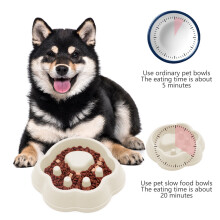 Slow Feed Pet Bowl for Cats & Dogs | Anti-Choke, Anti-Bloat | Food-Grade Plastic, Paw Print Design | 20x19x4.5cm Black | Easy Clean