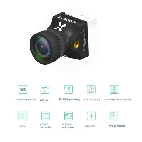 FOXEER   V5 FPV Camera 1000TVL CMOS 1/3in Sensor 4ms Latency Super WDR Switchable PAL/NTSC for RC Drones B 2
