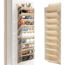 Organisateur de chaussures transparent Ă 10 niveaux, Ă suspendre Ă une porte, avec poches profondes et tubes rigides, compatible avec les portes