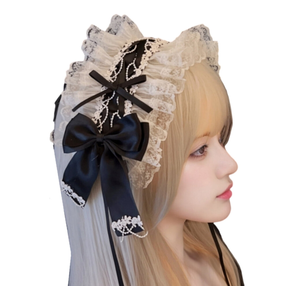 Lace bow headband for maid cosplay and daily wear