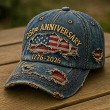 250-års jubilæumsbaseballkasket i denim fra USA 1776–2026
