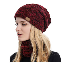 Ensemble bonnet et écharpe en maille pour l'hiver – Bonnet chaud + cache-cou, convient aux hommes, aux femmes et aux adolescents, cadeau de Noël