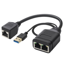 100 Mbps nettverkssplitter Ethernet-splitter med USB-strøm, kompatibel med forskjellige Ethernet-kabler, varmebestandig
