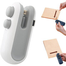 Mini Handheld TYPE-C Rechargeable Bag Sealer & Cutter, Portable Vacuum Food Sealer for Snack Bags – White