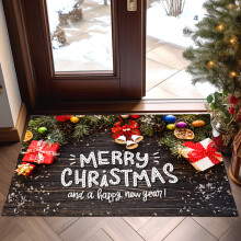 Tapis de porte de Noël antidérapant et absorbant pour salon, salle de bain, cuisine, entrée, en polyester durable, 60 x 40 cm / 15,7 x 23,6 pouces