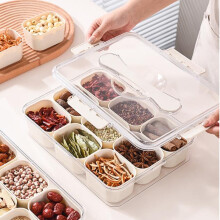 Plateau à apéritif portable à 4 compartiments avec couvercle et poignée | Compatible lave-vaisselle | Idéal pour les fêtes et la maison