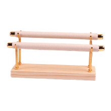 Présentoir à bijoux avec base en bois, multifonctionnel, pour bracelets, à deux niveaux.