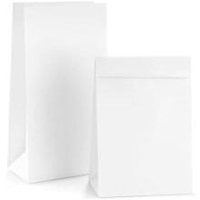 Bolsas de papel blancas para almuerzo de 12 lb, 7 x 4.5 x 13.75", 50 unidades. Bolsas Kraft reciclables – Desechables a granel para sándwiches,