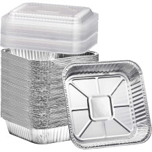 35-Pack 8x8" Square Aluminum Baking Pans with Clear Lids – Disposable Foil Food Containers for Cooking, Heating, Storing, Prepping