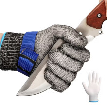 2 stuks snijbestendige handschoenen van roestvrij staal met gaasstructuur, geschikt voor gebruik in de keuken, voor het snijden van vlees, oesters,