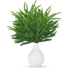 12 branches de pin Norfolk artificielles de 45 cm (18 pouces) pour la confection de guirlandes, couronnes et décorations de jardin.