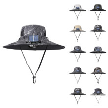 Pălărie de pescuit pliabilă cu ventilator solar USB, uscare rapidă și bor larg – compatibilă cu încărcare solară