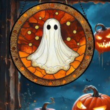 Roztomilé závesné dekorácie s duchmi na okno, Halloweenske dekorácie