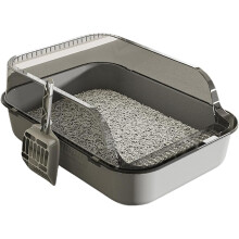 Open Cats Litter Box with Spoon, High Side Anti-Splashing, Semi-Enclosed Removable Cats Litter Boxes, Easy to-Clean, for Kitten to Adult