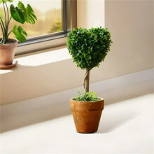 8" Artificial Boxwood Topiary Small with Pot, Mini Greenery Tabletop, Shelf Decorations, for Indoor & Home Decor