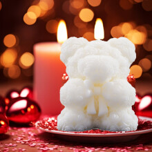Bougie parfumée Ours en Rose, bougie d'aromathérapie avec nœud, cadeau idéal pour la Saint-Valentin, décoration en cire pour bureau, lumière
