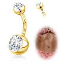 Titanium Belly Button Rings 14G, 8-14mm, Internally Threaded, CZ Navel Jewelry for Women & Men – Silver
