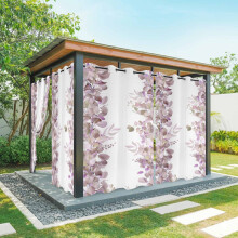 Watercolor Spring Outdoor Curtains, Pink Eucalyptus Leaves, Waterproof Grommet Drape for Patio, Porch, Gazebo, Pergola – 1 Panel, 54x95in