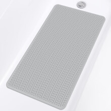 Tapis de baignoire antidérapant, 68,5 x 43 cm, lavable en machine, avec 246 ventouses (gris clair)