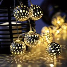 Moroccan LED String Lights Warm White Battery Powered