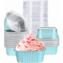 20er-Packung quadratische Mini-Kuchenformen (142 g) mit Deckel, Brownie- und Muffinförmchen aus Aluminiumfolie, Einweg-Dessertförmchen für