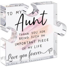Cadeaux pour tante - Plaque décorative unique en acrylique en forme de puzzle, idéale pour le bureau, l'anniversaire, Noël, un mariage ou la fête